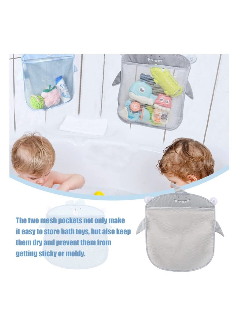 2 PCS Bath Toy Organizer - Mesh Bath Toy Storage Bags -Bath Toy Organiser With 4 Strong Suckers -Easy Storage of Bath Toys and Other Bathroom Items 39x35cm