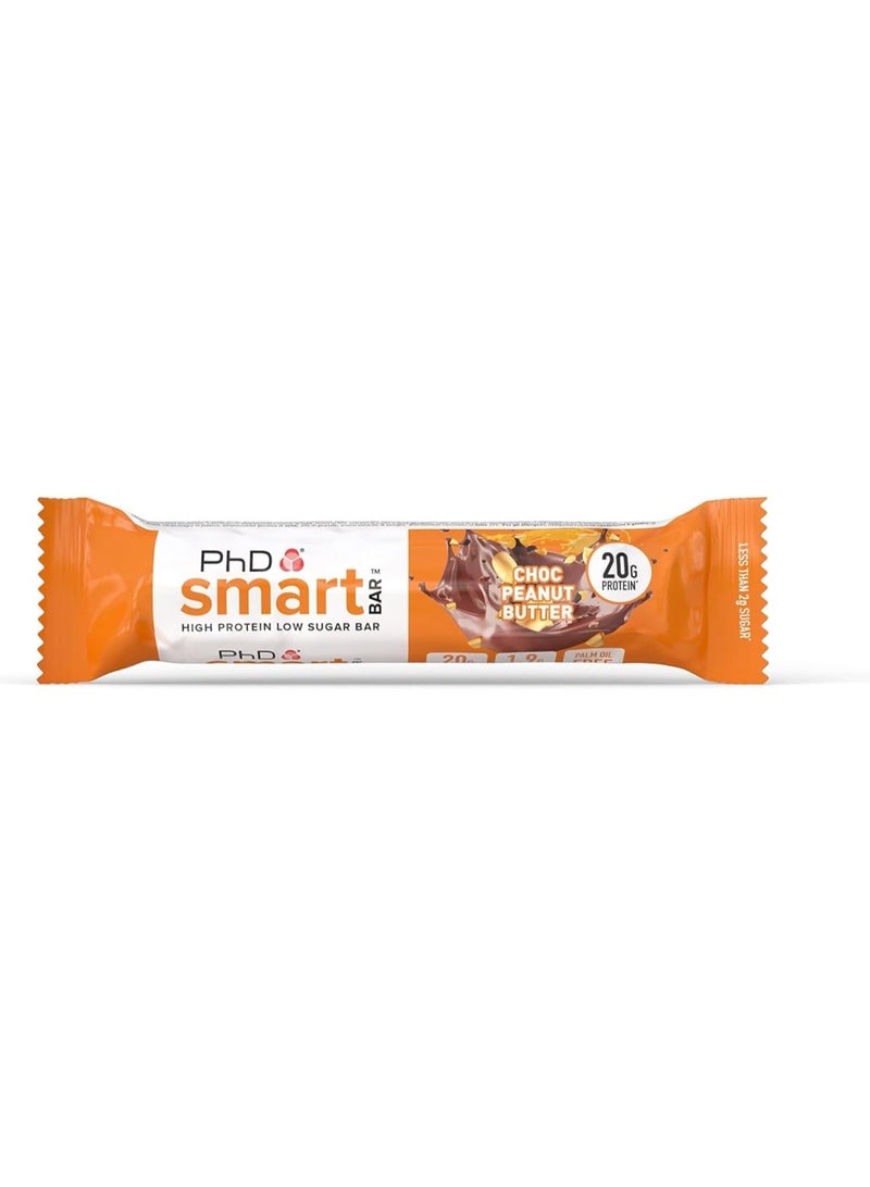 PHD Smart Bar, High Protein Low Sugar Bar, Choc Peanut Butter Flavour - 20g protein, 2.2g sugar and Low Sugar - 12 pack to 64g per bar