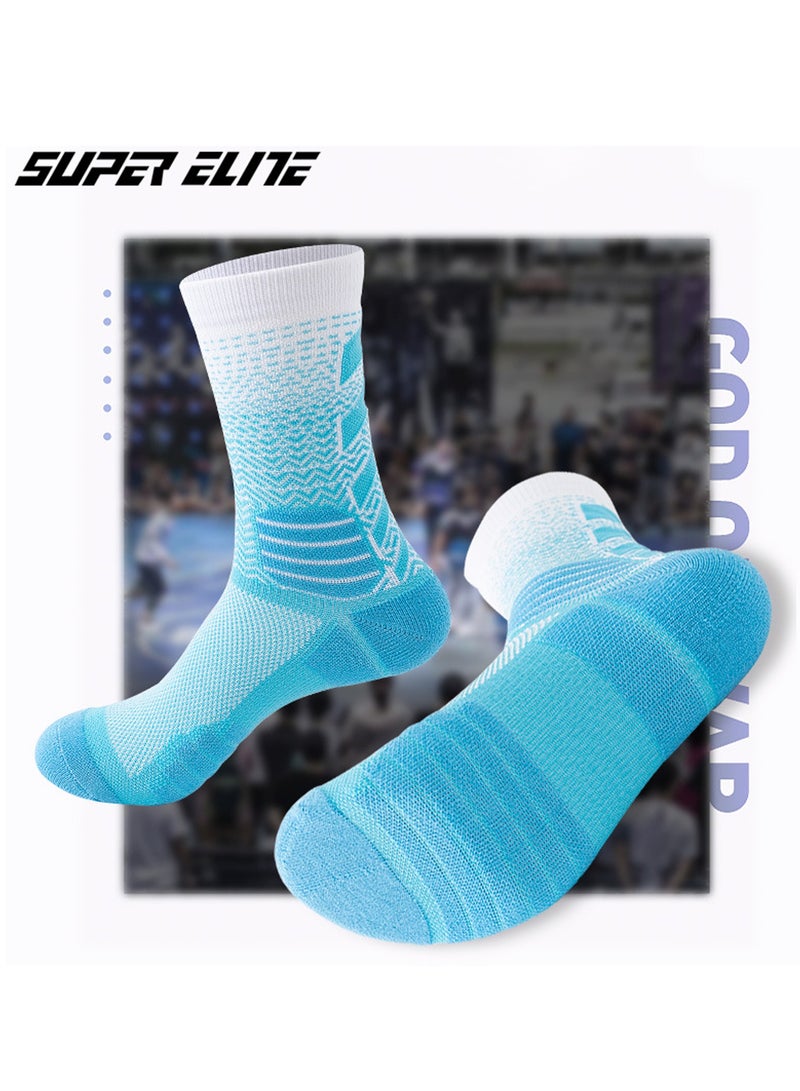 Men's Athletic Socks, 4 Pairs Thick Cushioned Sport Basketball Running Lightweight and Breathable Training Compression Socks for Men Women