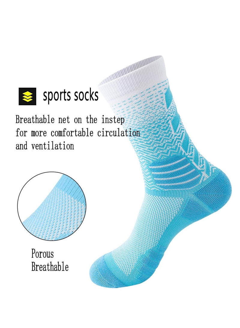 Men's Athletic Socks, 4 Pairs Thick Cushioned Sport Basketball Running Lightweight and Breathable Training Compression Socks for Men Women