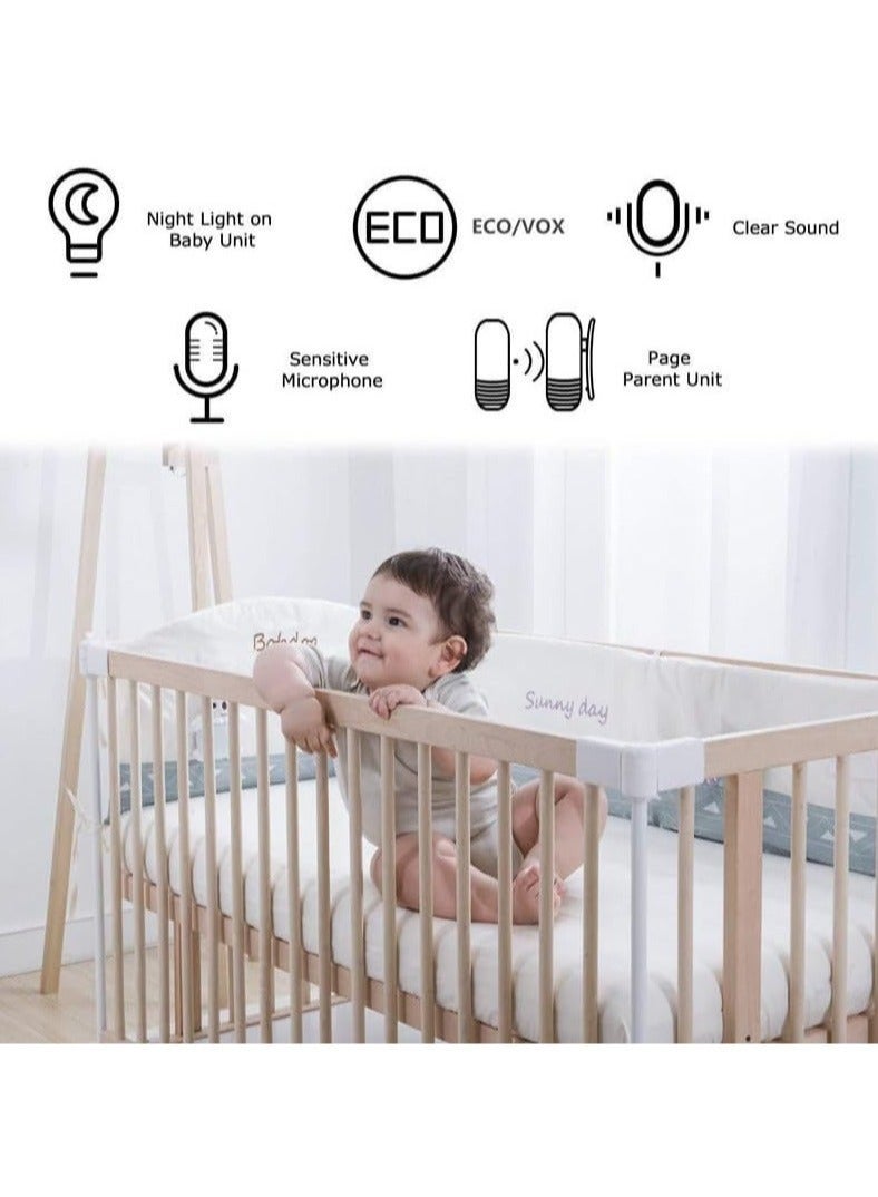 Wireless Audio Baby Monitor, DMG Rechargeable Baby Care Monitor with Two-Way Talk, Baby Walkie Talkie, High Sensitivity Microphone, Speaker, and Night Light