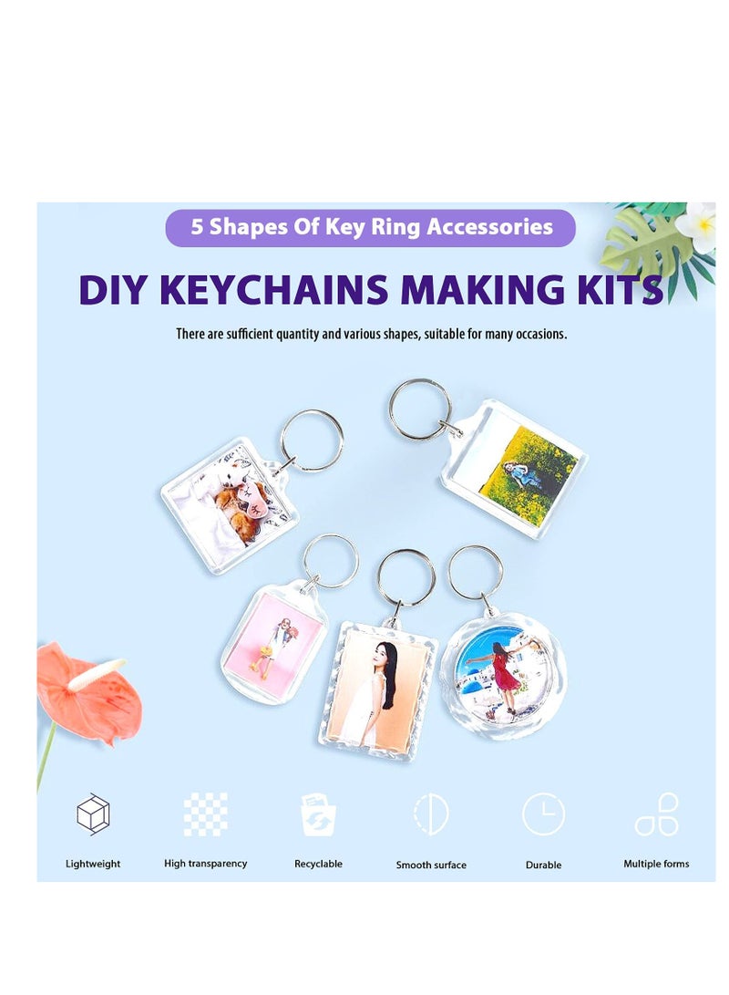 40Pcs Pendant Picture Frame Keyrings, Make Your Own Keyring Kit, Keychain Central Photo Frame Pendant for Kids To Assemble And Attach To Key Rings And Bags