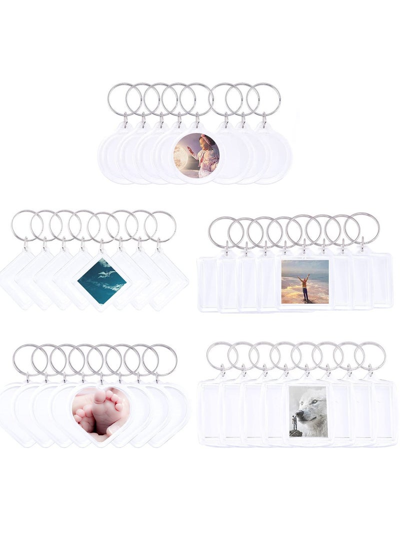 40Pcs Pendant Picture Frame Keyrings, Make Your Own Keyring Kit, Keychain Central Photo Frame Pendant for Kids To Assemble And Attach To Key Rings And Bags