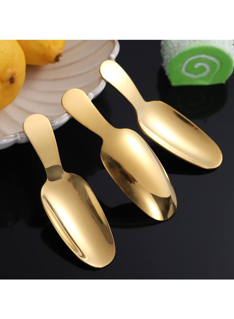 Dessert Spoon, 12 Pcs Stainless Steel Salt Spoon Short Handle Coffee Scoop Mini Tea Spoons for Small Jars, Sugar, honey, Spice, Ice Cream (12 x Gold)