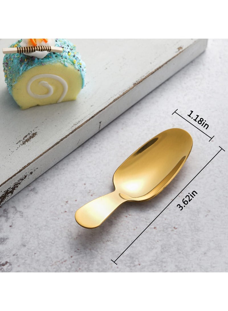 Dessert Spoon, 12 Pcs Stainless Steel Salt Spoon Short Handle Coffee Scoop Mini Tea Spoons for Small Jars, Sugar, honey, Spice, Ice Cream (12 x Gold)