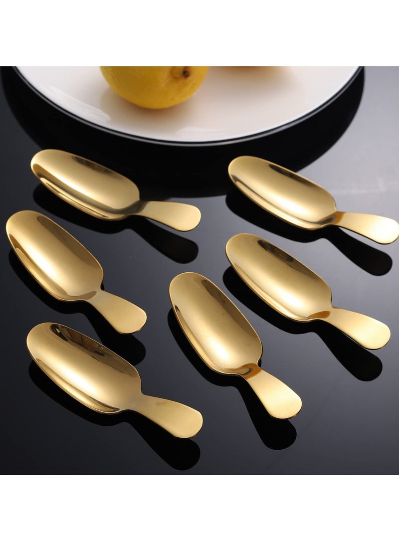 Dessert Spoon, 12 Pcs Stainless Steel Salt Spoon Short Handle Coffee Scoop Mini Tea Spoons for Small Jars, Sugar, honey, Spice, Ice Cream (12 x Gold)