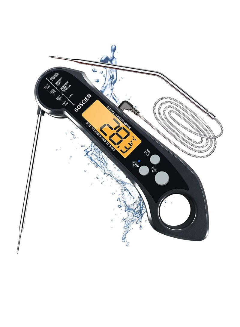 Meat Thermometer, Instant Read Meat Thermometer for Cooking, Fast & Precise Waterproof Digital Food Thermometer, Foldable Probe for Deep Frying, Grill, BBQ, Kitchen or Outdoor