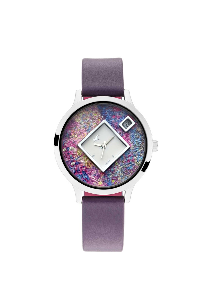 Fastrack Fit Outs Quartz Analog with Date Multicoloured Dial Leather Strap Watch for Girls