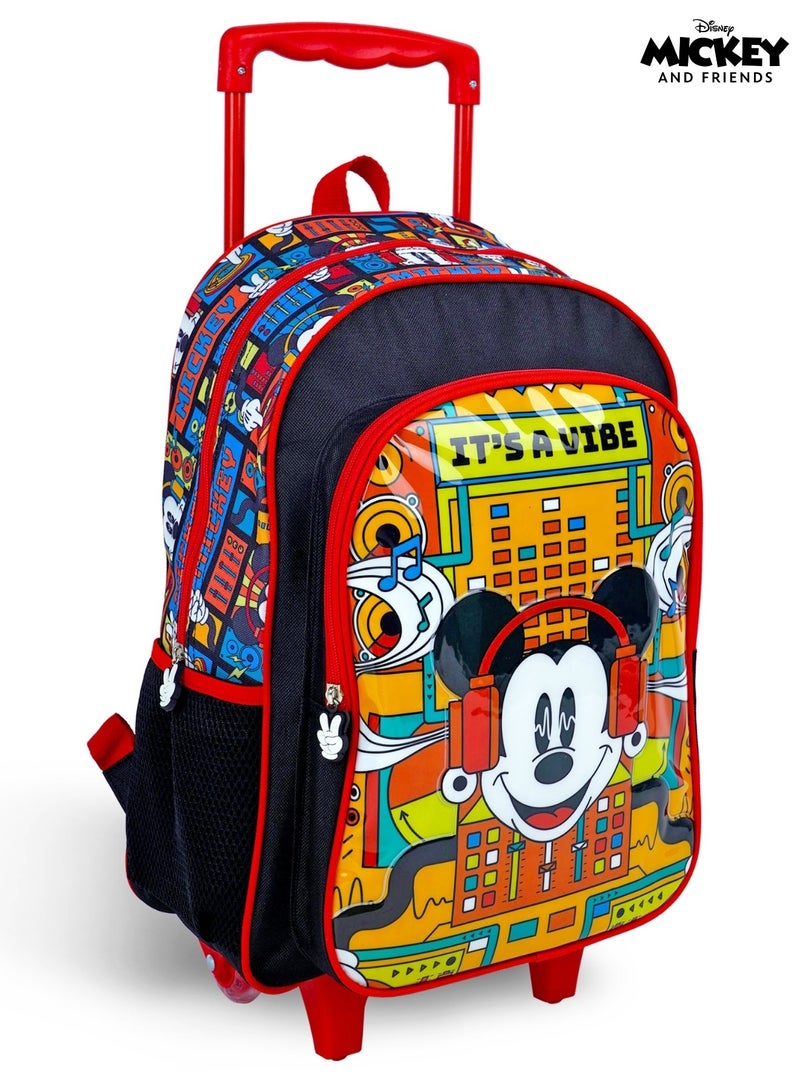 Mickey Mouse  16 Inch Kids 3-in-1 Trolley School Bag Set - Ergonomic Backpack, Insulated Lunch Bag & Pencil Case,Lightweight, Durable, Students 6+ - Perfect for Travel & School,For Boys