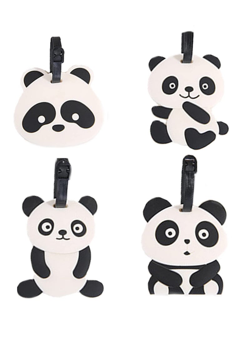 Luggage Tags, Lovely Panda Luggage Tags for Suitcases Travel Id Bag Tag Travel Accessories, Name Address Tel Tag Travel Gifts for Men/Women 4 Pcs