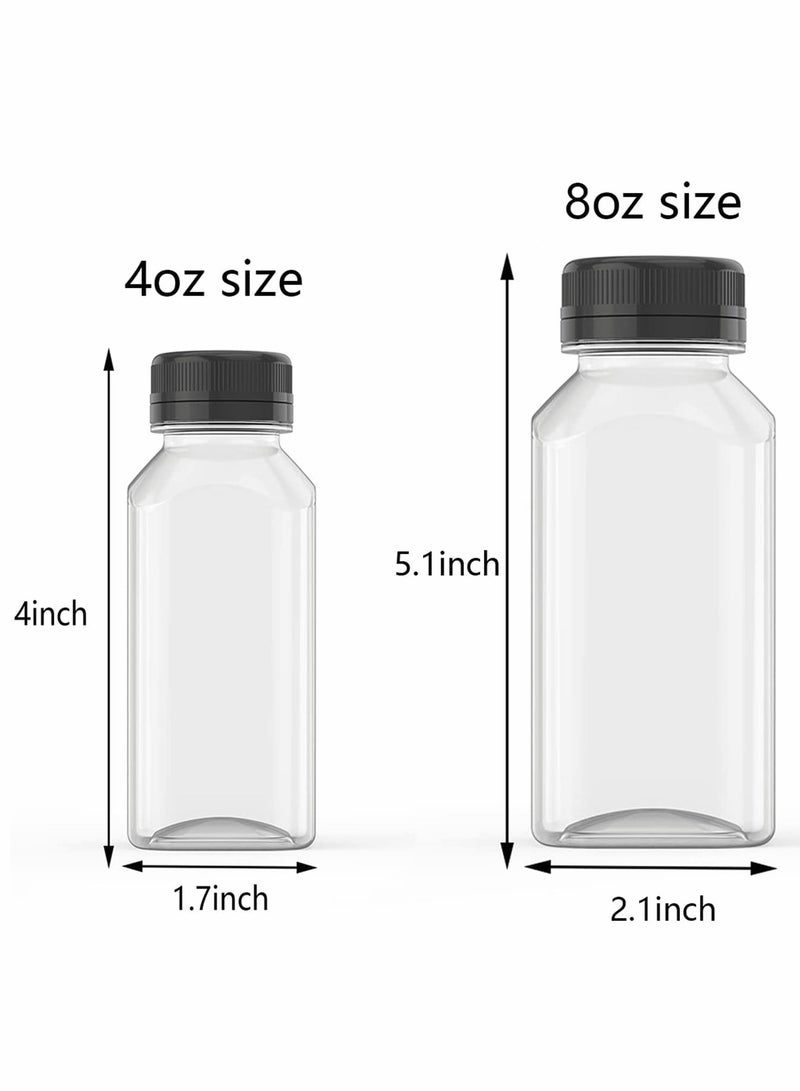 Plastic Juice Bottles Empty Clear Containers with Tamper Proof Lids for Juice, Milk, and Other Beverage 8 Oz 10 Pcs