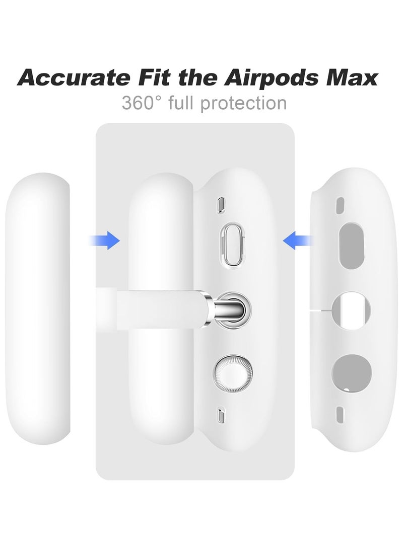 4 in 1 Clear Silicone Case Cover for AirPods Max Headphones White