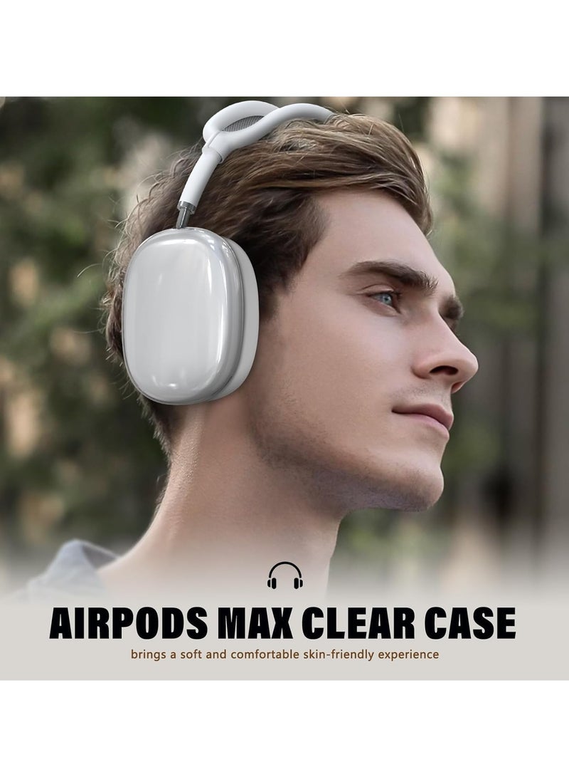 4 in 1 Clear Silicone Case Cover for AirPods Max Headphones White