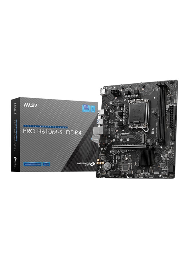 PRO H610M-S DDR4 Micro-ATX Motherboard, Socket LGA 1700, H610 Chipset, RTL8111H Gigabit LAN, 1x PCI-E x16 slot, 2xDDR4 Maximum Memory Capacity 64GB, 1xM.2, 2x SATA 6G, 1xHDMI | 911-7E44-003