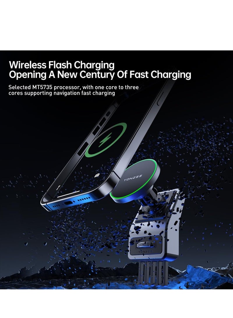 MagSafe Car Mount Phone Mount, Phone Holder for Tesla Model Y/3 Fits MagSafe Car Phone Mount, Foldable Hidden Magnetic Phone Mount Fit for All Phone Tesla Model Y/3 Accessories