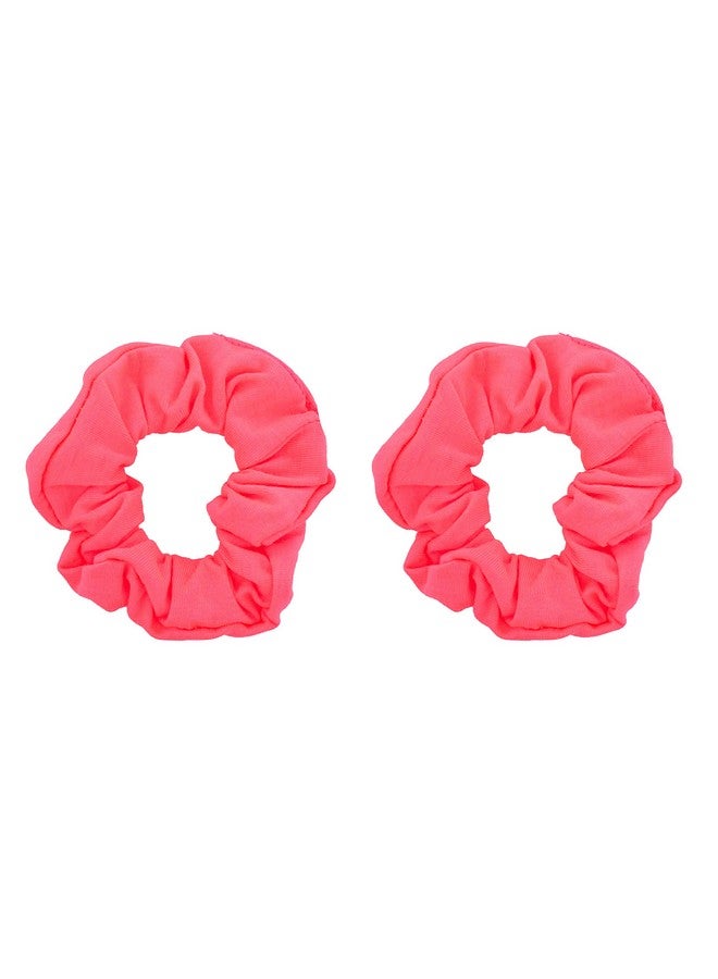 Set Of 2 Solid Scrunchies (Neon Pink)