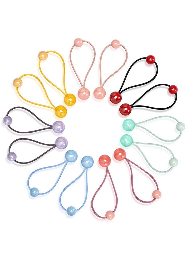 14 Pcs Double Balls Elastic Ponytail Holders Colorful Kids Hair Ties With Balls Cute Ball Hair Ties Circle Bubble Hair Bands Rubber Hair Elastics Ties For Baby Toddler Girls Women (Classic Style)