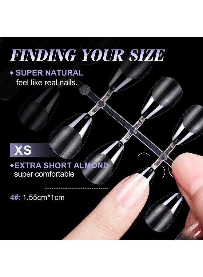 Extra Short Soft Gel Nail Tips Kit For Soak Off Nail Extensionsfull Coveralmond Shapedprebuff Pmma Resinclear Ultrathin Design12 Sizes240 Pieces