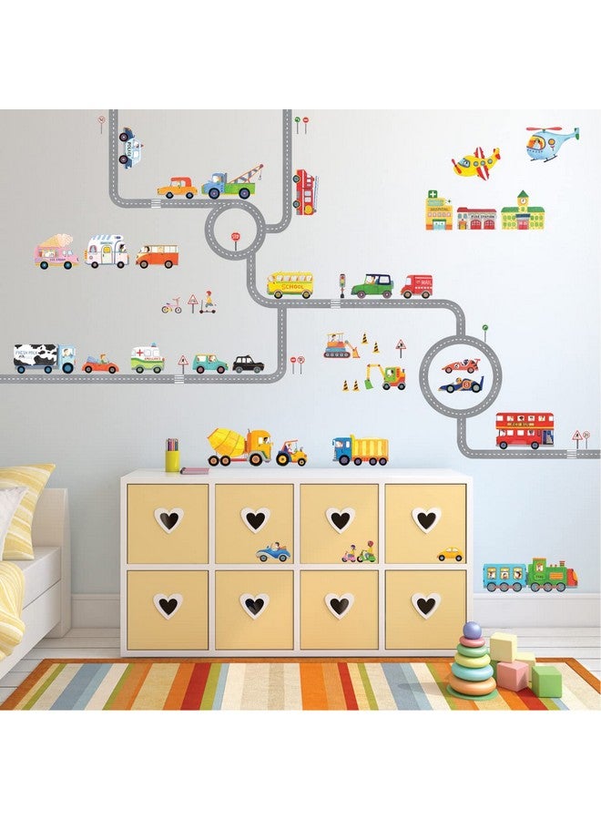 Sg31404P1405 The Road And Transports Kids Wall Stickers Wall Decals Peel And Stick Removable Wall Stickers For Kids Nursery Bedroom Living Room Décor