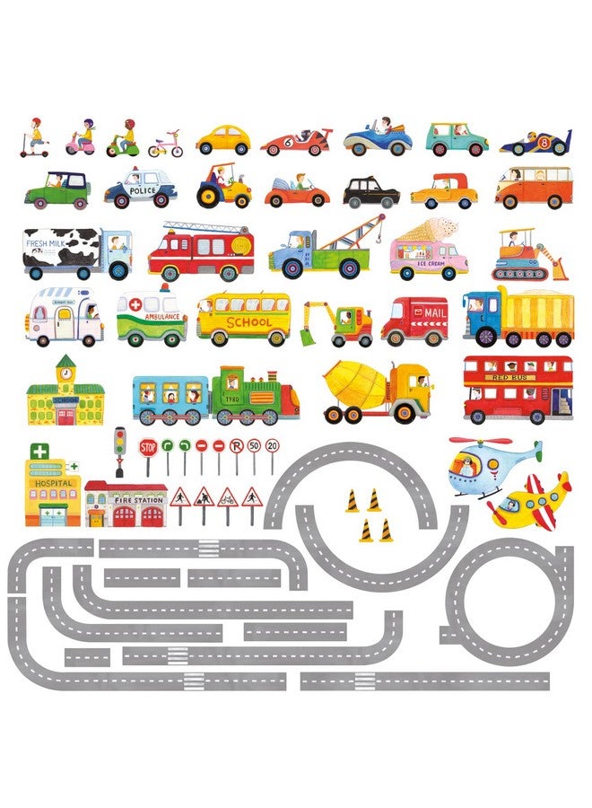 Sg31404P1405 The Road And Transports Kids Wall Stickers Wall Decals Peel And Stick Removable Wall Stickers For Kids Nursery Bedroom Living Room Décor