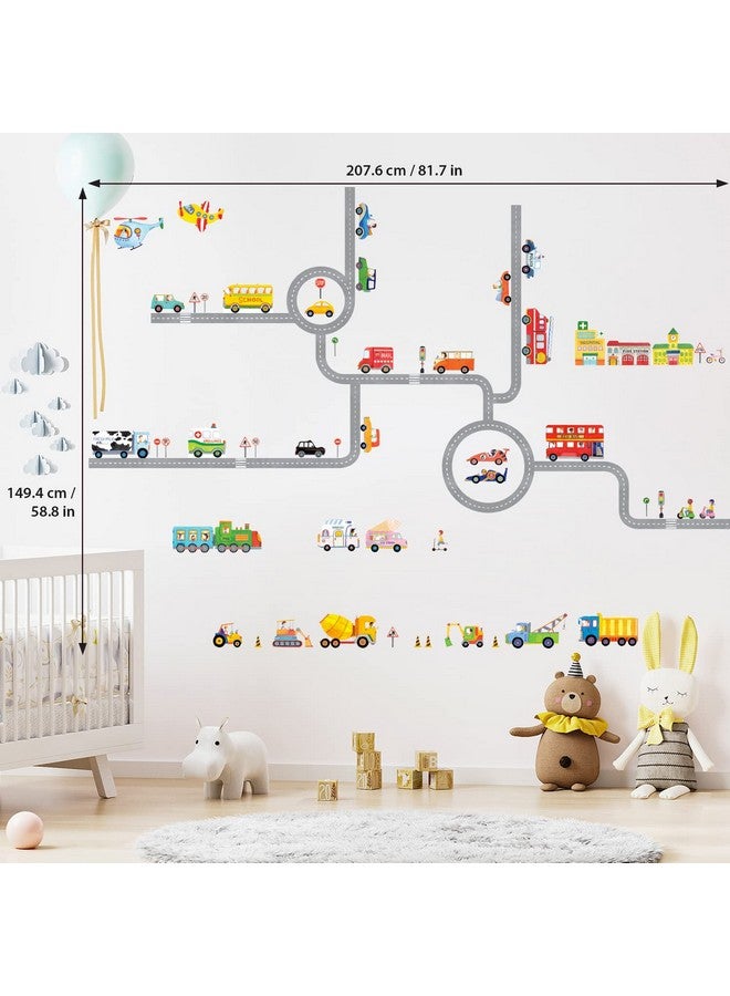 Sg31404P1405 The Road And Transports Kids Wall Stickers Wall Decals Peel And Stick Removable Wall Stickers For Kids Nursery Bedroom Living Room Décor