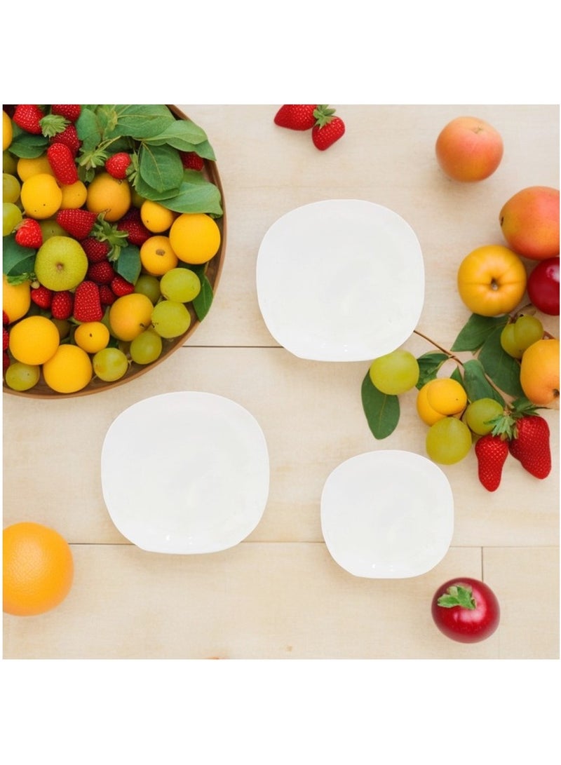 Melrich 12 Peice Opal ware Dinner set Dishwahser Safe Microwave safe Dinner plate Dessert Plate Bowls BPA Free Easy to Clean