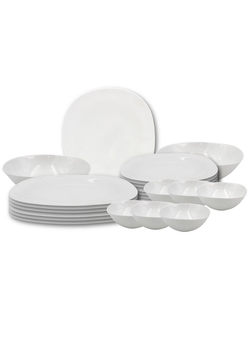 Melrich 20 Pcs Opal ware Dinner set Dishwasher safe Microwave safe 6 Dinner Plate 6 Dessert plate 6 Bowls 2 Medium Bowl BPA Free Scratch Resistance