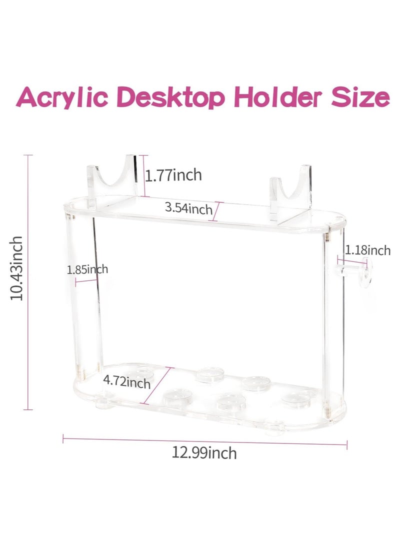 Acrylic Storage Holder for Dyson Airwrap Styler Accessories, Features 6 Holes, Long Barrel, Diffuser and Cord Hook for Neat Organization on Countertop in Bathroom, Kitchen and Beyond