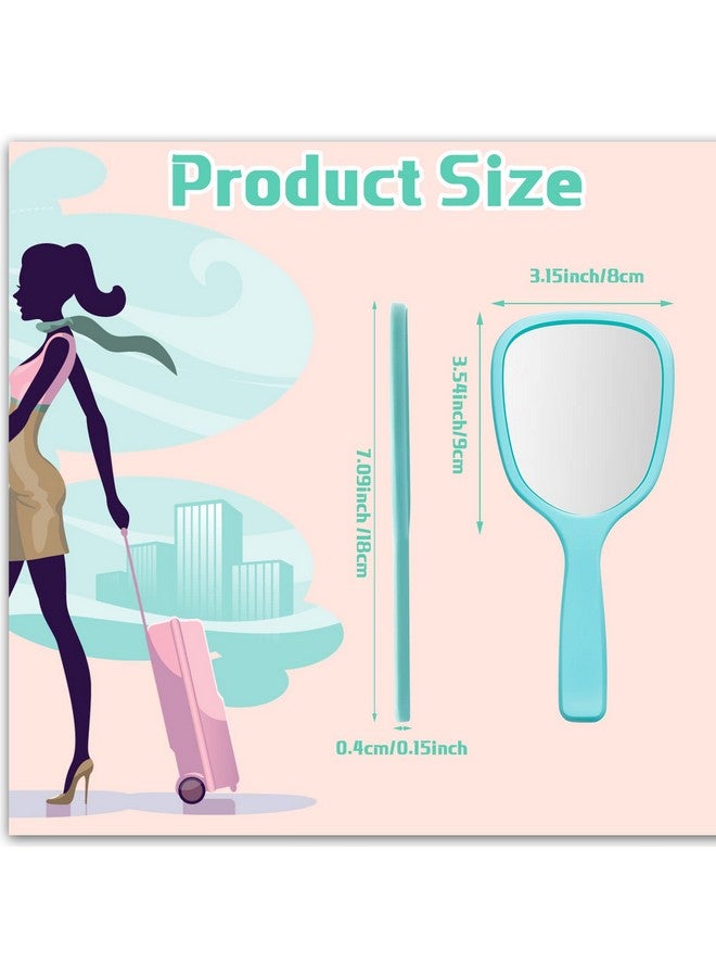 Hand Handheld Mirror With Handle Plastic Compact Travel Makeup Cosmetic Mirror Small Personal Portable Hand Held Mirror For Home Vanity Camping 7.09 X 3.15 Inches 6 Colors (50 Pieces)