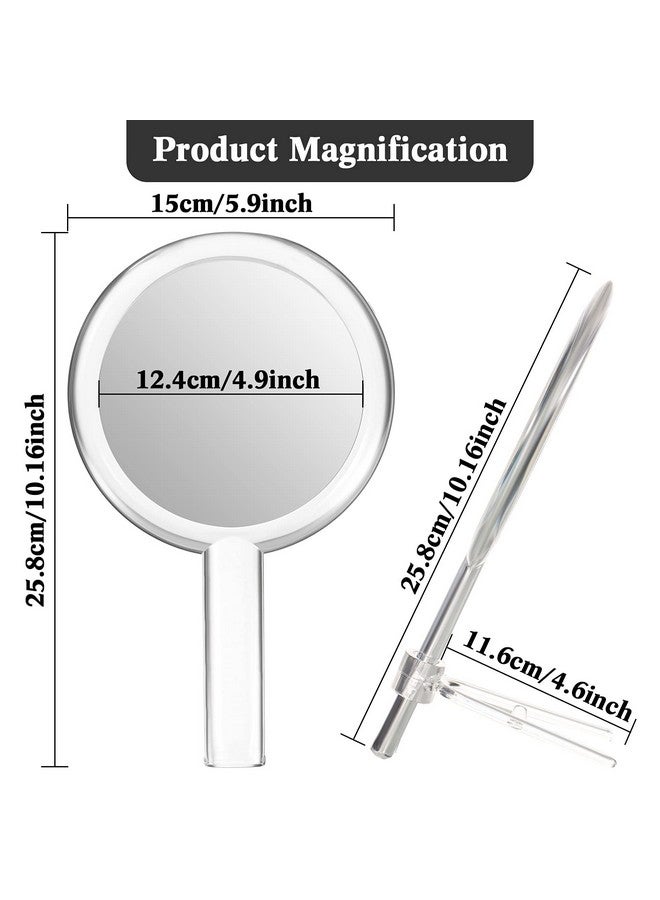 Doublesided Handheld Mirror With Stand 1X/10X Magnifying Mirror Clear Adjustable Round Shape 25.8 X 15 Cm