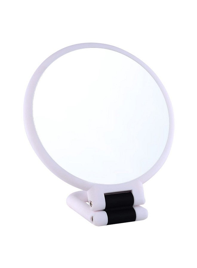 1X 10X Magnifying Handheld Mirrortravel Folding Hand Held Mirrordouble Sided Pedestal Magnification And True Image Makeup Mirror Portable Vanity Cosmetic Mirror For Women （White）