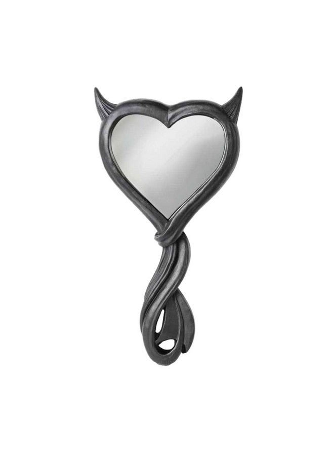 Devil Heart Hand Mirror Black 16X27Cm