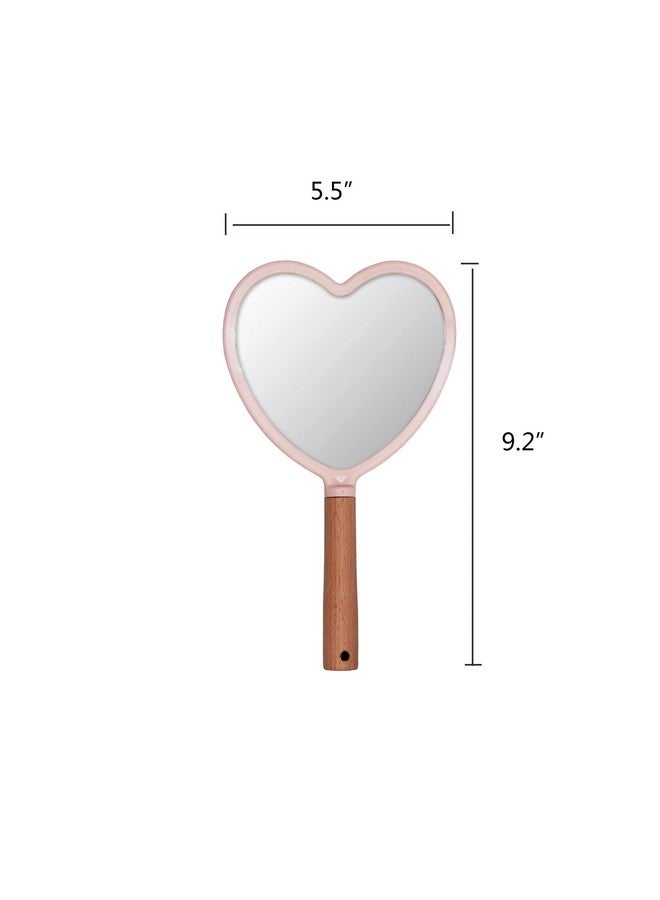 Hand Held Mirror For Makeup Small Wood Hand Mirror Portable Travel Vanity Mirror For Men&Women 5.5W X 9.2L Inch