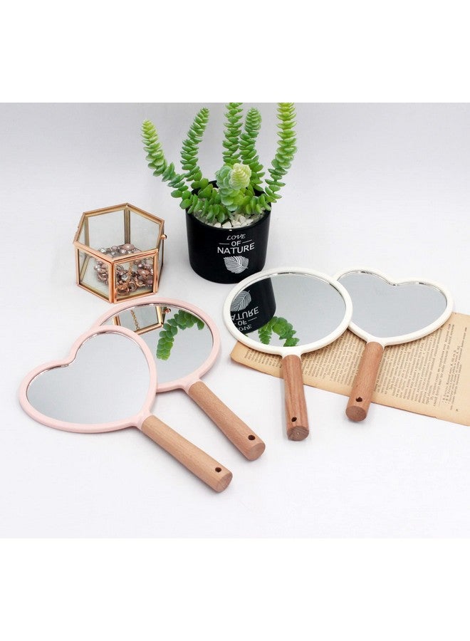 Hand Held Mirror For Makeup Small Wood Hand Mirror Portable Travel Vanity Mirror For Men&Women 5.5W X 9.2L Inch