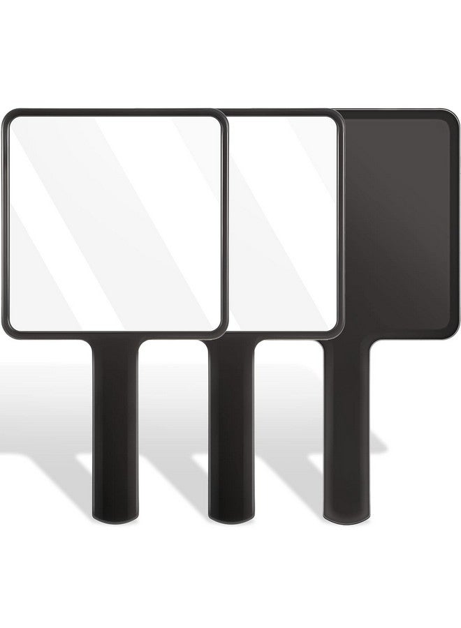 3 Pieces Handheld Square Mirror Small Mirrors With Handle Black Hand Mirror Makeup Handheld Mirror Hairdressing Mirror For Face Makeup Portable Travel Vacation Home And Salon