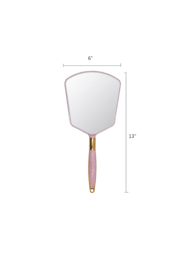 Hand Held Mirror With Handle Makeup Hand Mirror With Hook Hole For Bathroom And Bedroom Barbers Haircut Mirror For Home And Salon (6 W X13 L Inchs Pink)