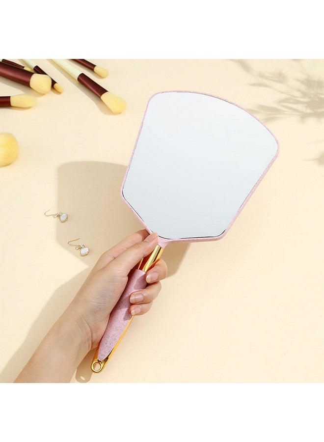 Hand Held Mirror With Handle Makeup Hand Mirror With Hook Hole For Bathroom And Bedroom Barbers Haircut Mirror For Home And Salon (6 W X13 L Inchs Pink)