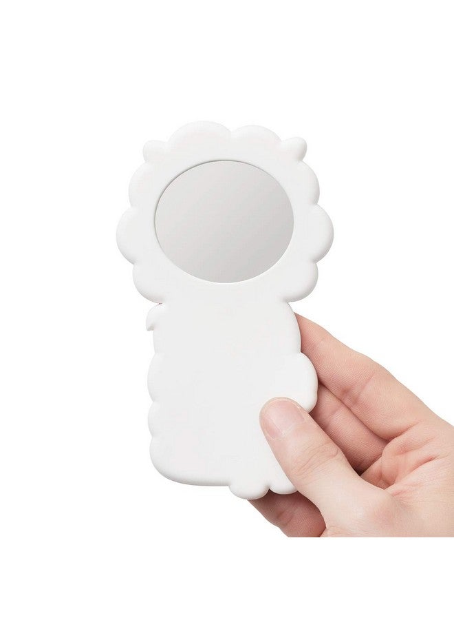 Rj Character Small Mini Travel Handheld Hand Mirror For Women And Girls White