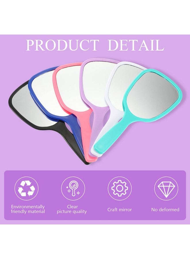 24 Pcs Handheld Mirrors Small Hand Mirror With Handle Plastic Travel Makeup Compact Mirror Portable Vanity Mirror For Camping Home Kids Girls Women Men Purse 6 Colors 7 X 3.15 Inches/ 18 X 8 Cm