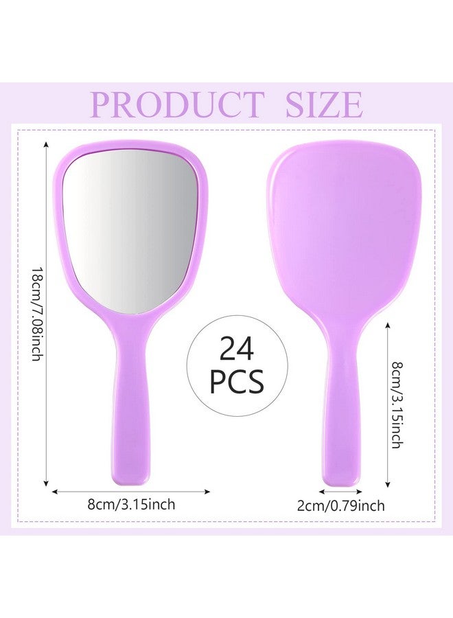 24 Pcs Handheld Mirrors Small Hand Mirror With Handle Plastic Travel Makeup Compact Mirror Portable Vanity Mirror For Camping Home Kids Girls Women Men Purse 6 Colors 7 X 3.15 Inches/ 18 X 8 Cm