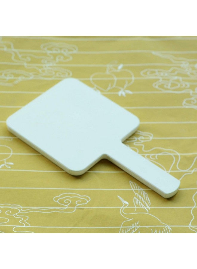 Rectangle Handheld Mirror Hand Mirror Travel Handheld Mirror Cosmetic Mirror With Handle (White)