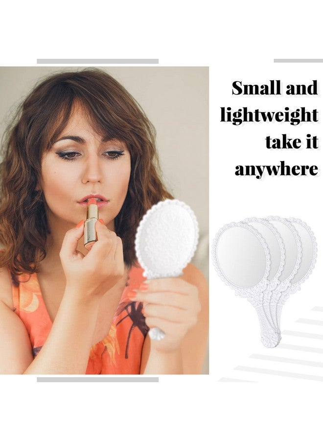 40 Pcs Vintage Handheld Mirror Retro Hand Held Mirror Vintage Hand Mirror Hand Mirrors With Handle Plastic Hand Held Mirrors For Kids Cute Compact Mirror For Girls (White)