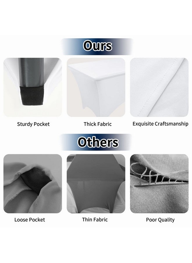 Spandex White Table Covers 6Ft Fitted Table Clothes For 6 Foot Rectangle Tables Elastic Massage Table Cover Stretch Wrinkle Free Tablecloth For Party Wedding Banquet Vendor Stand 2 Pack