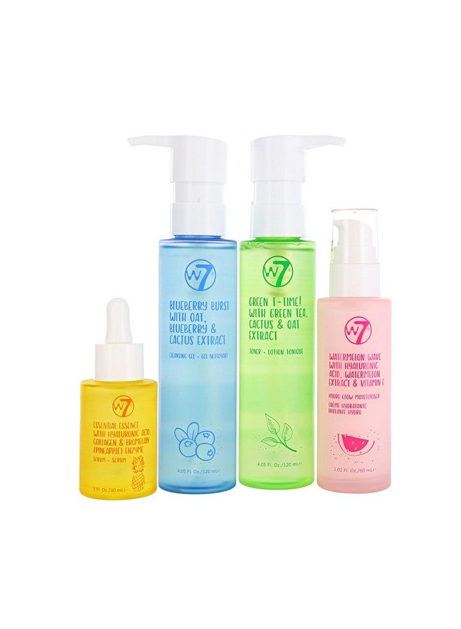 Skin Refresh Essential Full Size Skin Care Set 4 Step Daily Routine Moisturizer Cleansing Gel Toner And Serum For Natural Beautiful Skin