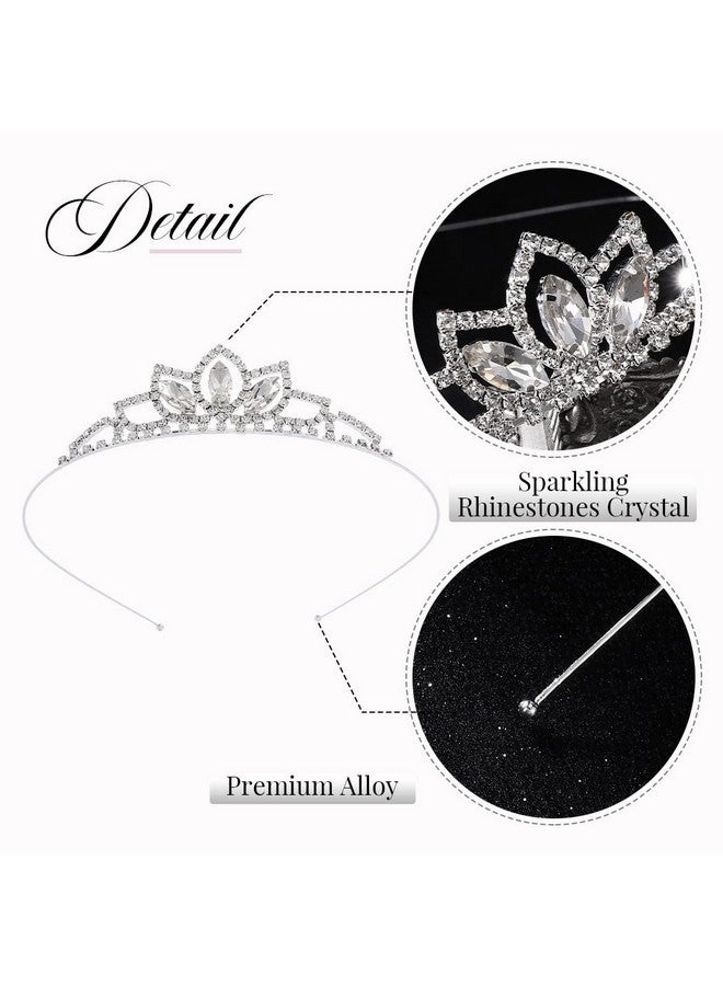Silver Crystal Tiara Crowns Girls Princess Crown Rhinestone Birthday Crowns Headband Tiaras For Party And Women (Silver)