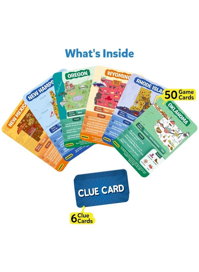 Card Game Guess In 10 States Of America Educational Travel Toys For Boys Girls And Kids Who Love Board Games Geography And History Gifts For Ages 8 9 10 And Up