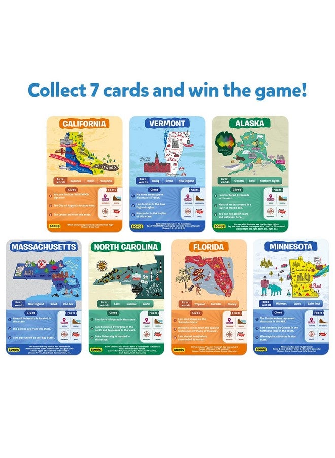 Card Game Guess In 10 States Of America Educational Travel Toys For Boys Girls And Kids Who Love Board Games Geography And History Gifts For Ages 8 9 10 And Up