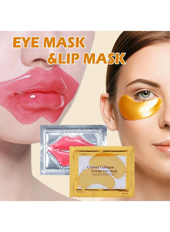 30Pcs Lip Mask & Under Eye Mask24K Gold Gel Eye Patches For Puffy Eyes&Pink Lip Masks Moisturizing The Lip & Eye Skincarereducing Fine Lines Dark Circleeyeantiaging(Women/Men)