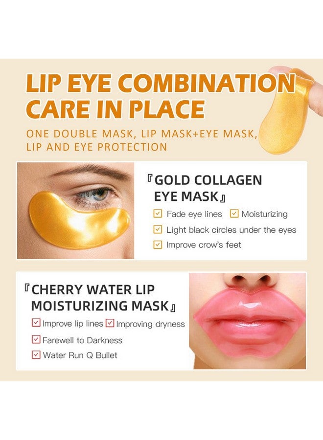 30Pcs Lip Mask & Under Eye Mask24K Gold Gel Eye Patches For Puffy Eyes&Pink Lip Masks Moisturizing The Lip & Eye Skincarereducing Fine Lines Dark Circleeyeantiaging(Women/Men)