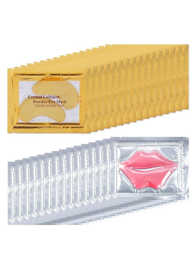 30 Pairs Lip Masks & Eye Mask 24K Collagen Crystal Under Eye Patches For Puffy Eyes And Dark Circles Reduce Lip Wrinkles Remove Dead Skin & Anti Chapped Effectively Nourishes The Lip & Eye Skin